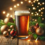 DALL·E 2023-12-24 10.12.36 - A realistic photo of a pint of beer with Christmas decorations. The beer is in a clear glass, showing its rich, golden color. It is placed on a wooden .png